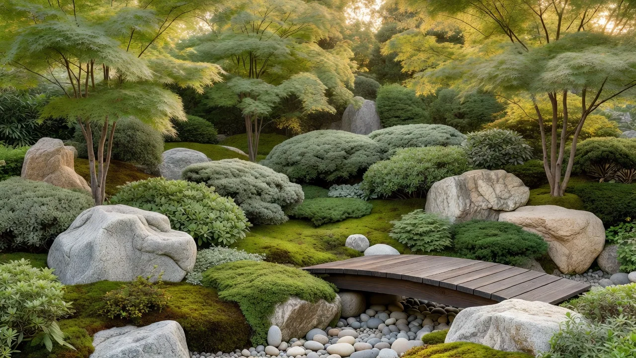 重層的な植栽による庭の景観